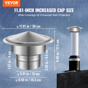 VEVOR Chimney Cap 6 inch All Weather & Reinforced...