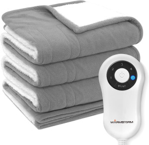 Warm Storm Heated Blanket Electric Throw - Sherpa...