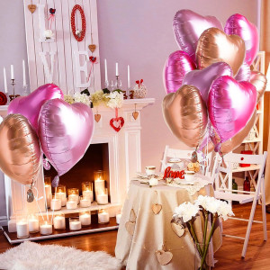 Upgraded Rose Gold and Red Heart Foil Balloons for...
