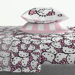 Jay Franco Hello Kitty Stripes & Hearts Queen Size...