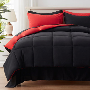 Anluoer Queen Comforter Set 7 Piece, Black Bed in...