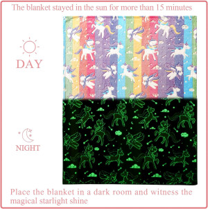 Glow in The Dark Unicorn Blanket, Soft Blanket for...