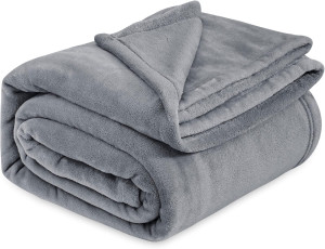 Bedsure Fleece Bed Blankets Queen Size Grey - Soft...