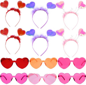 12Pcs Valentines Day Heart Headbands and Heart Sha...