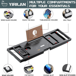Luxury Bathtub Tray Caddy - Expandable Bath Tray -...