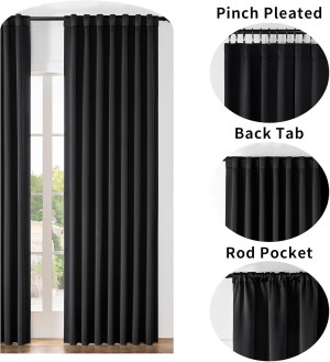 Joydeco Black Blackout Curtains 96 Inches Long, Th...