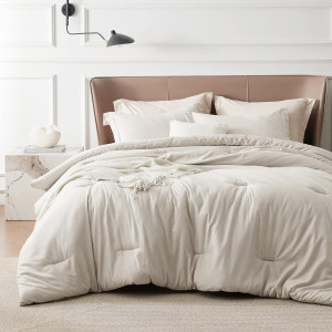 Bedsure King Size Comforter Set - Beige King Comfo...