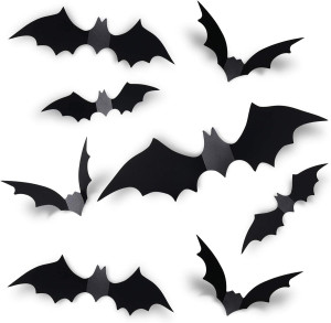 Coogam 60PCS Halloween Bats Decoration, 4 Differen...
