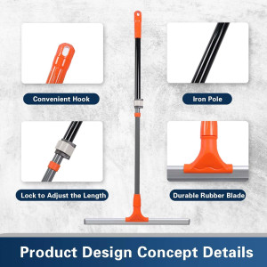 Professional Floor Scrubber Shower Squeegee,Rubber...