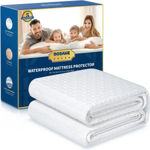 Premium 100% Waterproof King Mattress Protector Breathable Cooling Bamboo 3D Air Fabric Cover Smooth Soft Hypoallergenic Noiseless Bed Cover Machine Washable Vinyl Free, 8-21'' Deep Pocket