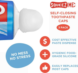 Toothpaste Caps SqueezMe by Chrome Cherry, Self-Cl...