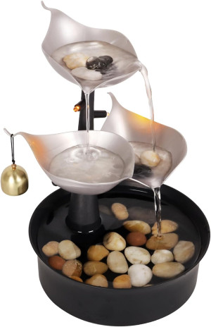 Water Fountains Indoor, 3-Tier Tabletop Water Foun...