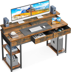 ODK Computer Desk with Drawers and Storage Shelves...