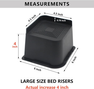 Bed Risers 4 inch Heavy Duty, 4 Pack Oversized Fur...