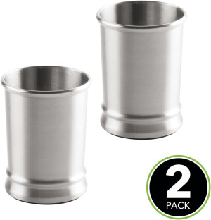 mDesign Modern Stainless Steel Bathroom Cups, Toot...