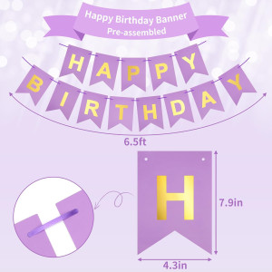 RUBFAC Purple Pink Birthday Party Decorations Set...