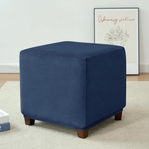 Ottoman Cover Square,Stretch Velvet Square Ottoman...