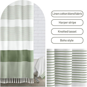 Awellife Boho Sage Green Shower Curtain for Bathro...