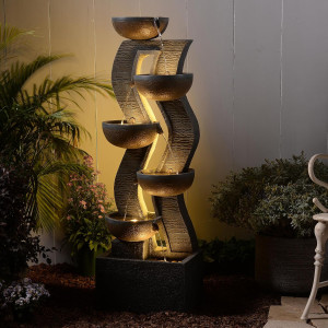 6-Tiered Garden Fountains Outdoor 52.8''H Waterfal...