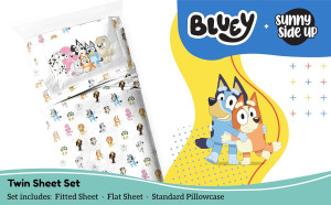 Bluey & Friends Twin Sheet Set - 3 Piece Kids Bedd...
