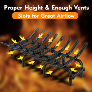 Black Steel Fireplace Grate - 19 inch Steel Firewo...