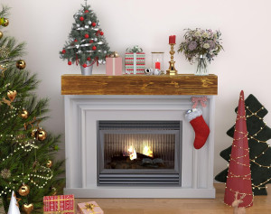 60" Rustic Wood Fireplace Mantel | Wall-Mounted &...