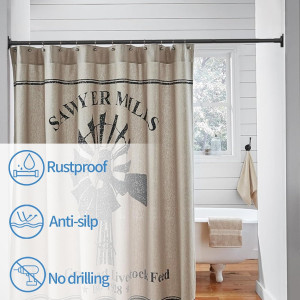 Matte Black Shower Curtain Rod,1 Inch Diameter Sta...