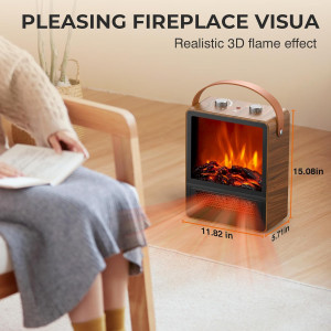 Electric Fireplace Heater for Indoor Use, 1500W/75...