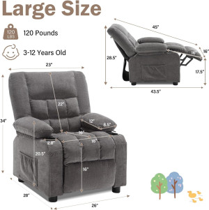Kids Recliner Chair， Push Back Toddler Recliner w...