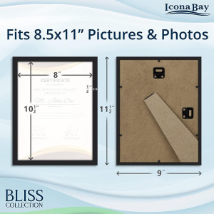 Icona Bay 8.5x11 Black Certificate Frame, Modern S...