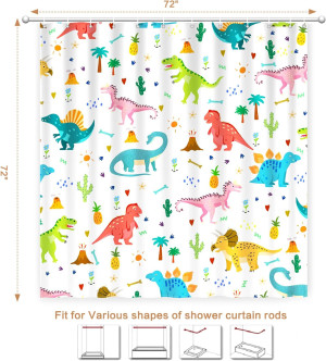 Shower Curtain Kids, Cartoon Dinosaur Shower Curta...