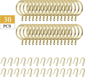 30 Pieces Metal Drapery Curtain Rings Hanging Ring...