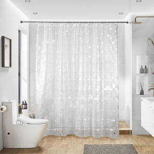 NTBAY EVA Semi-Transparent Clear Shower Curtain wi...