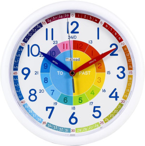 Telling Time Teaching Clock, 10 inch Silent Moveme...
