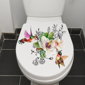Birds Flowers Butterfly Toilet Seat Lid Stickers S...