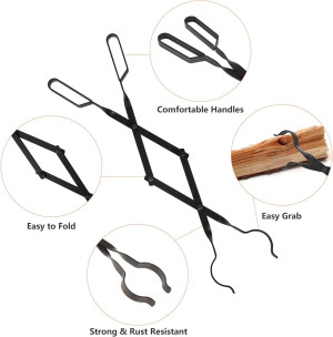 Heavy Duty 32” Long Fireplace Fire Pit Campfire Po...