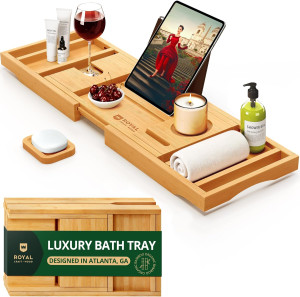 ROYAL CRAFT WOOD Premium Foldable Bathtub Tray - E...
