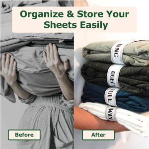 Bed Sheet Organizer and Storage Size Label Bands |...