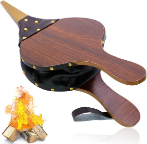 Wood Fireplace Bellows 17''x7.5'' with Hanging Lea...