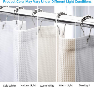 AmazerBath Waffle Shower Curtain, White Shower Cur...