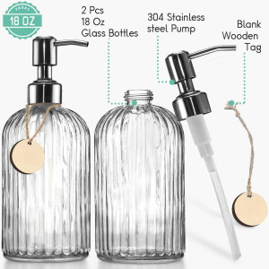 JASAI 2PACK 18 Oz Glass Soap Dispenser with Rust P...