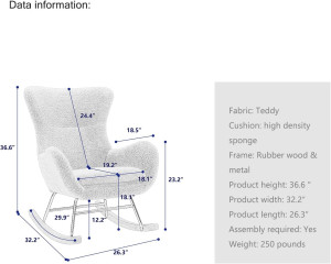 Kiztir Small Rocking Chair Nursery, Modern Rocking...