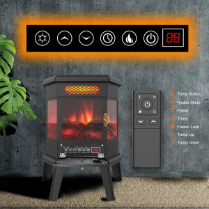 Electric Fireplace Heater 24'' Freestanding Firepl...
