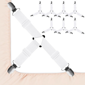 vivinin 8 Pcs Sheet Straps with Metal Clips, Trian...