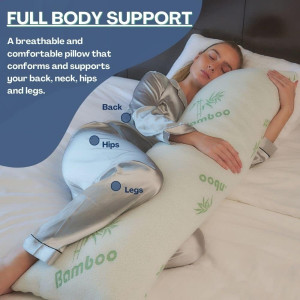 DreamField Linen Bamboo Body Pillow for Adults - S...