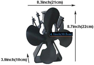 VODA 4-Blade Heat Powered Stove Fan for Wood/Log B...
