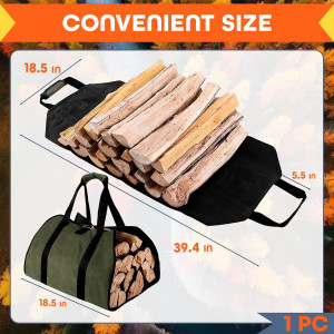 Waxed Canvas Firewood Log Carrier - Wood Stove Acc...