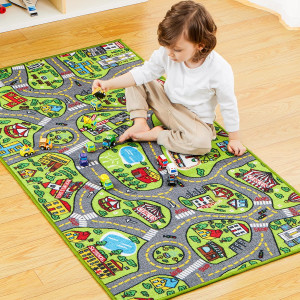 JOYIN Kids Play Rugs - 12 Pull-Back Vehicle Set -...
