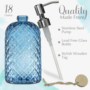 JASAI 18Oz Gem Patterned Glass Soap Dispenser for...