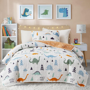 Joyreap 2-Piece Cotton Quilt Set Twin, Cute Dinosa...